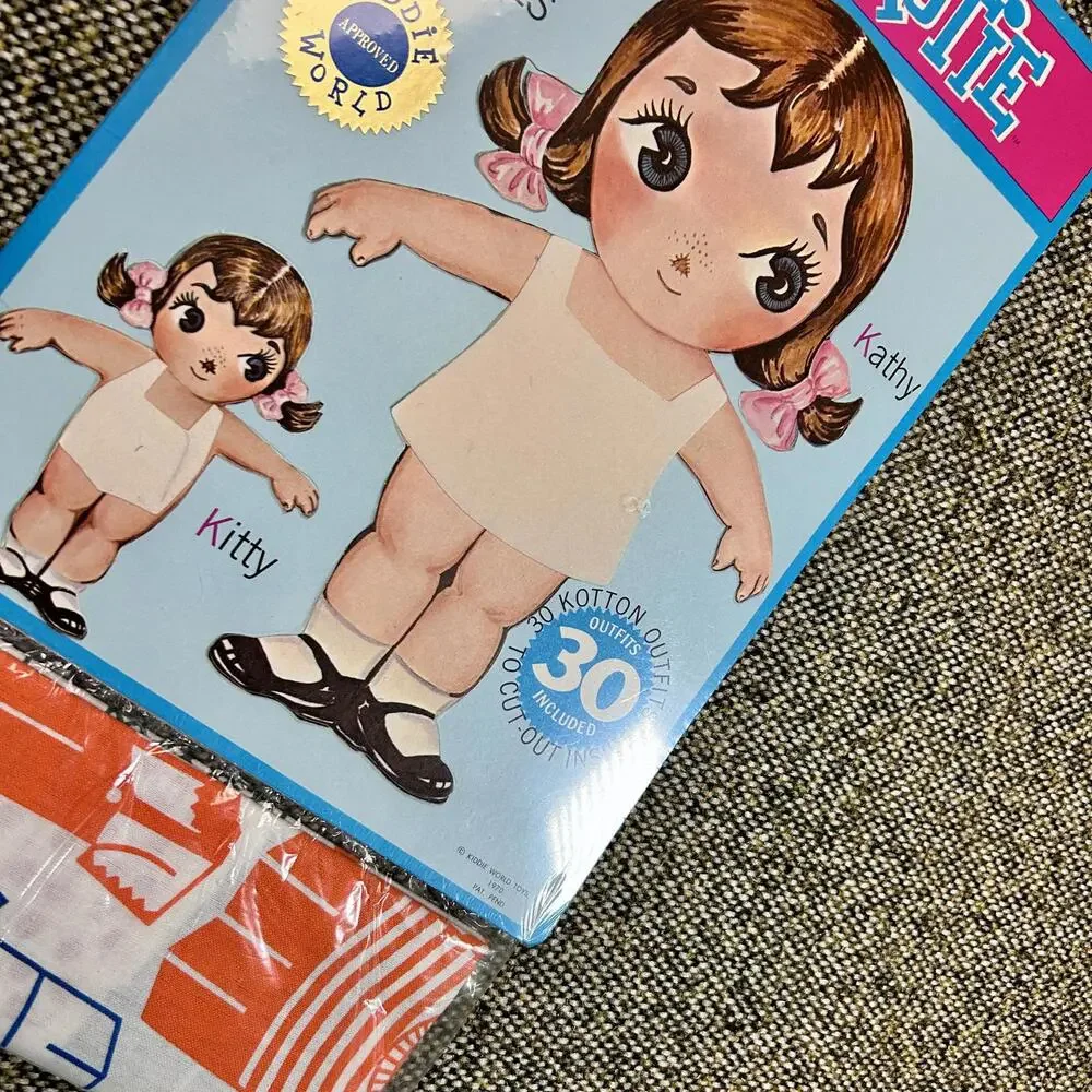 1970s Kotton Kutie Magic Touch-On Cotton Clothes Paper‎ Doll Unused